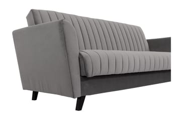 Rigberg 3-sits Kanalstickad Djup Bäddsoffa med Förvaring i Tyg - Grå - Möbler - Vardagsrum - Bäddsoffor - 4-sits bäddsoffa