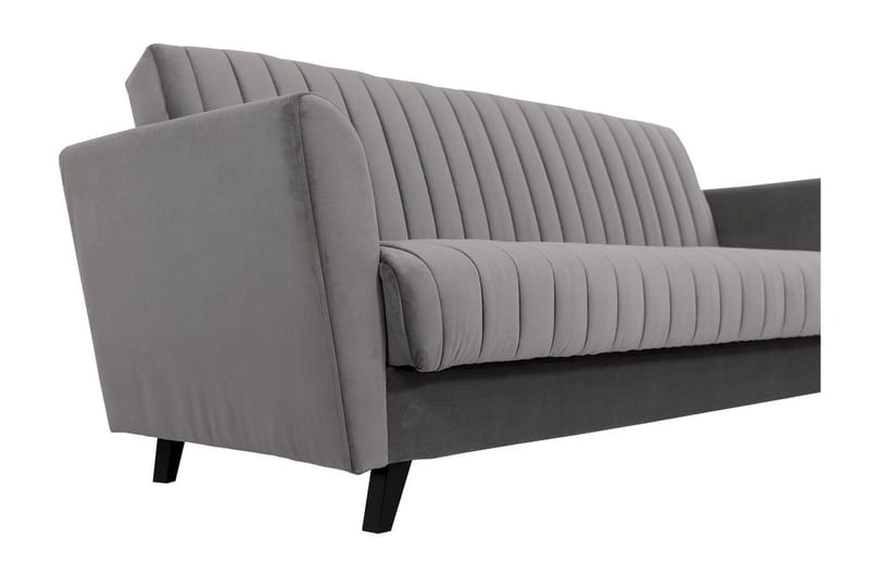 Rigberg 3-sits Kanalstickad Djup Bäddsoffa med Förvaring i Tyg - Grå - Möbler - Vardagsrum - Bäddsoffor - 4-sits bäddsoffa