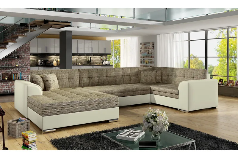 Rineta Bäddsoffa med Dubbeldivan, Beige