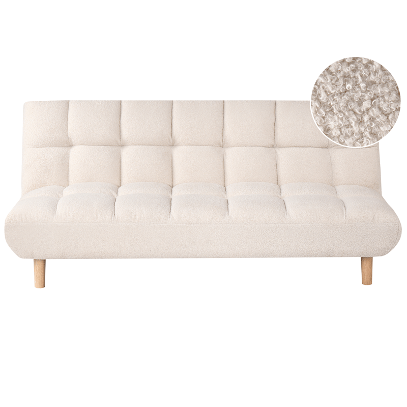Risor Längsbäddad Fällbar Bäddsoffa 112x190 cm i Boucle, Vit