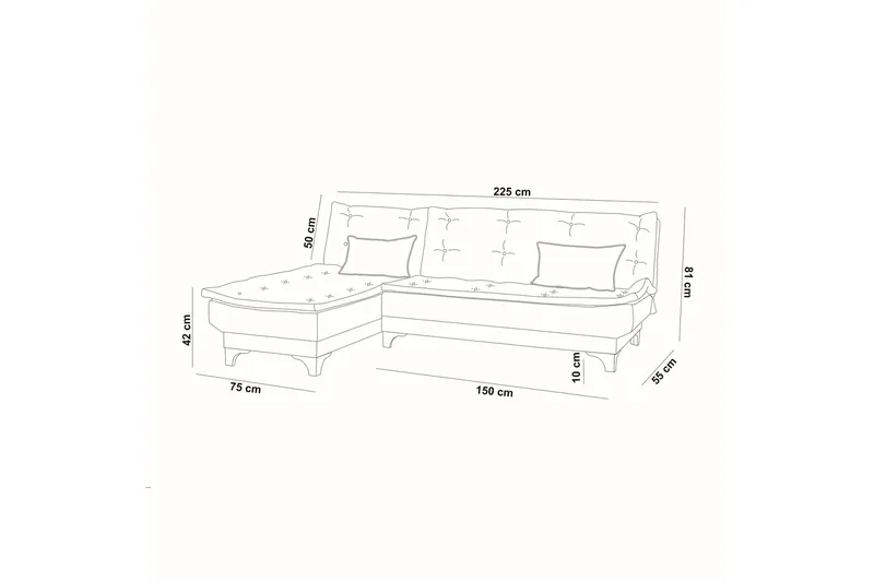 Riversdale Bäddsoffa m. Divan 4-sits - Antracit - Möbler - Vardagsrum - Bäddsoffor