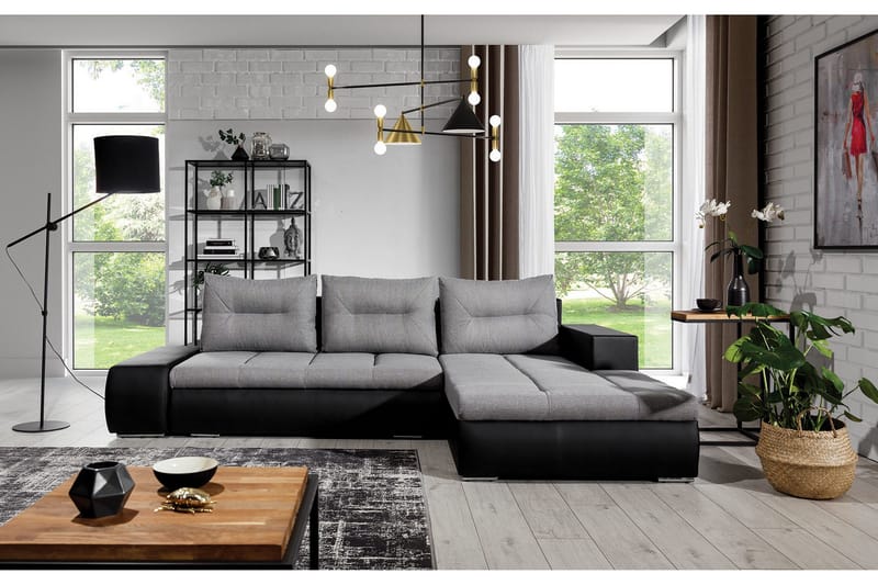 Rodeche 3-sits Bäddsoffa m. Divan med Förvaring - Ljusgrå - Möbler - Vardagsrum - Bäddsoffor