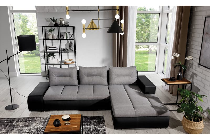 Rodeche 3-sits Bäddsoffa m. Divan med Förvaring - Ljusgrå - Möbler - Vardagsrum - Bäddsoffor