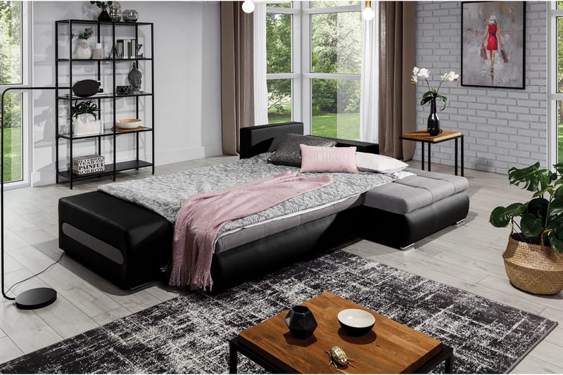 Rodeche 3-sits Bäddsoffa m. Divan med Förvaring - Ljusgrå - Möbler - Vardagsrum - Bäddsoffor