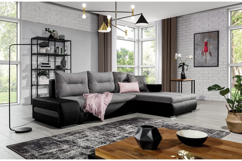 Rodeche 3-sits Bäddsoffa m. Divan med Förvaring - Ljusgrå - Möbler - Vardagsrum - Bäddsoffor