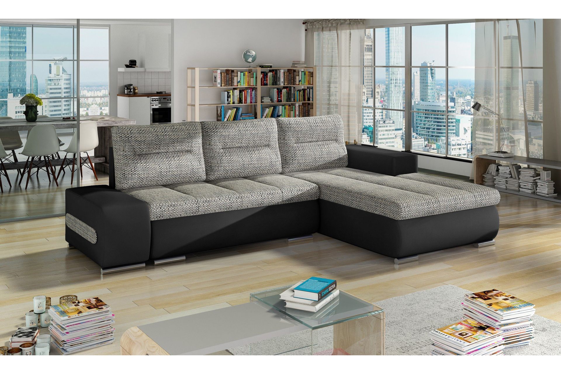 Rodeche B&auml;ddsoffa - Gr&aring;/Svart