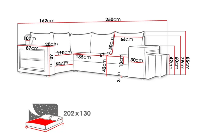Roma M Hörnbäddsoffa - Brun - Möbler - Vardagsrum - Bäddsoffor - Hörnbäddsoffa