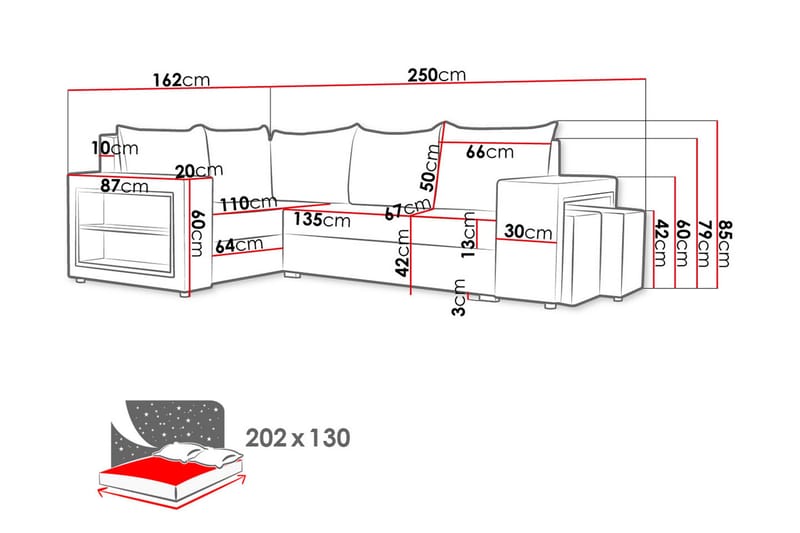 Roma M Hörnbäddsoffa - Brun - Möbler - Vardagsrum - Bäddsoffor - Hörnbäddsoffa