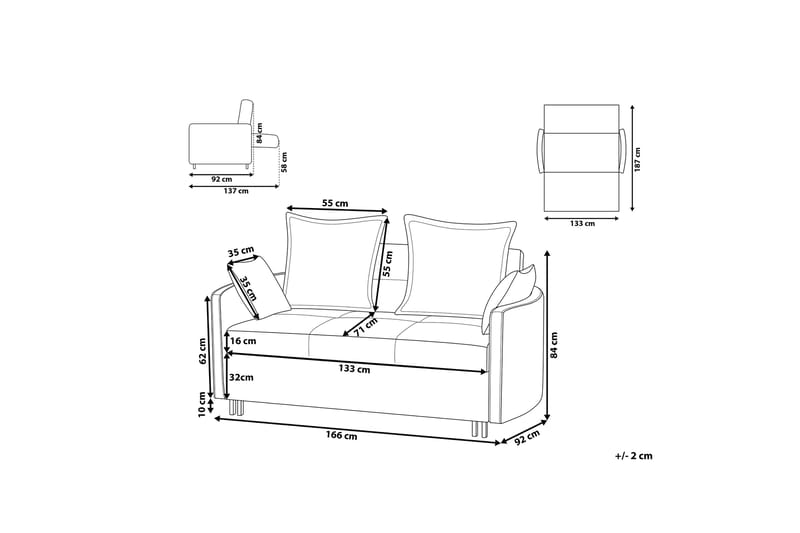 RUESCHHOFF Bäddsoffa Grå - Bäddsoffor - 2-sits bäddsoffa