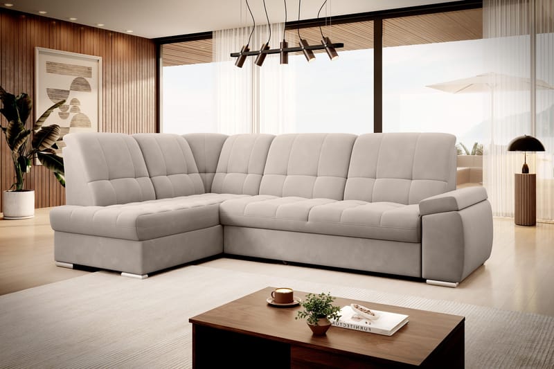 Sachary Bäddsoffa m. Schäslong 3-sits Beige - Möbler - Vardagsrum - Bäddsoffor