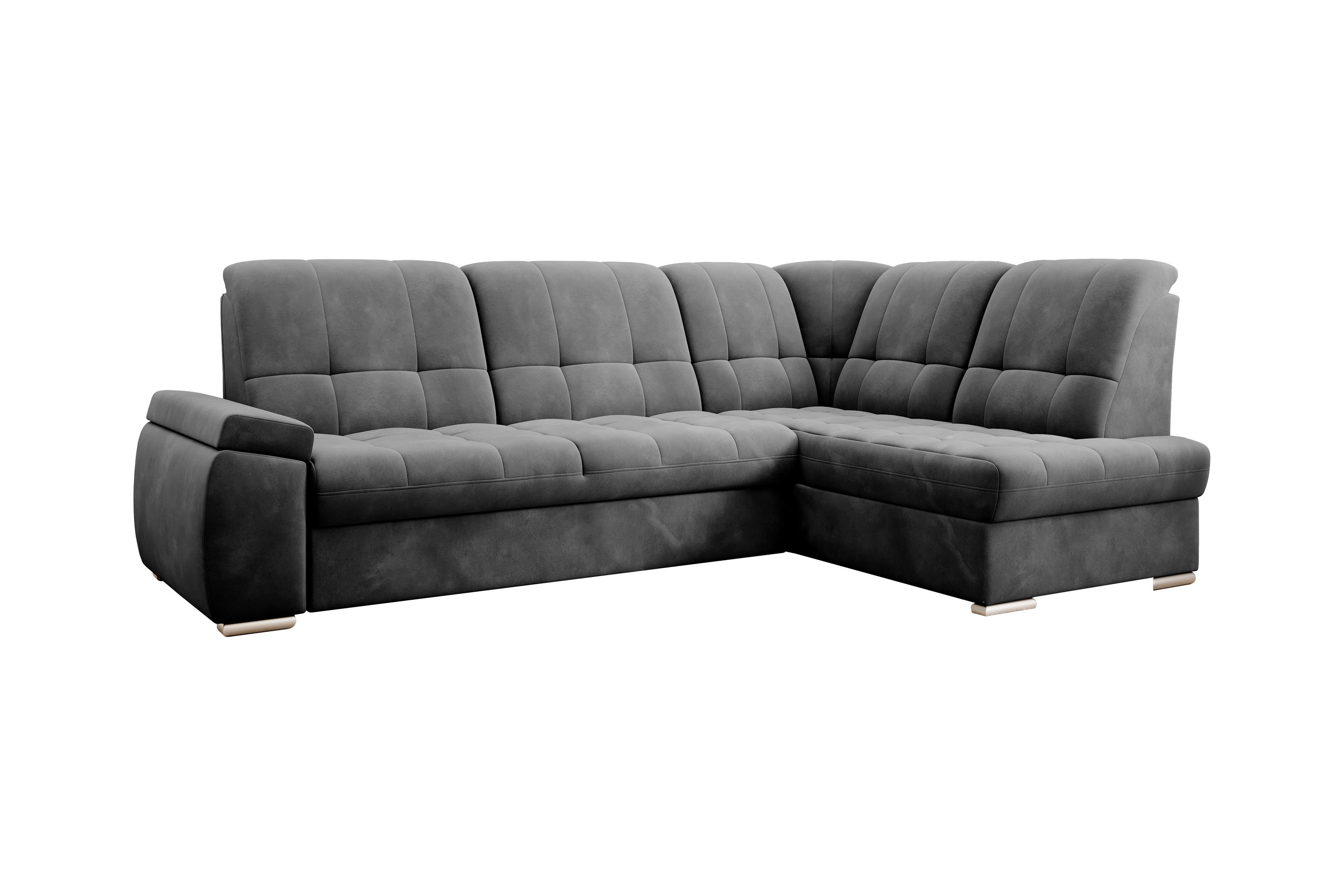 sachary bäddsoffa m. schäslong 3-sits mörkgrå -