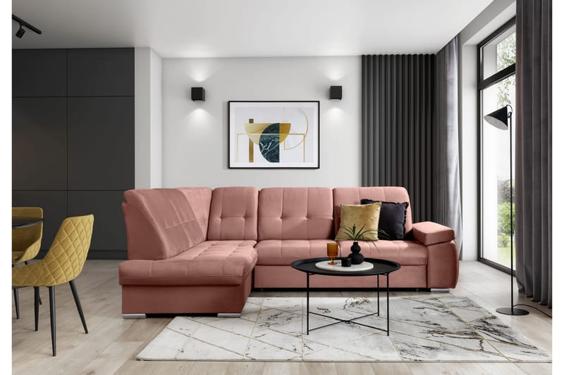 Sachary Bäddsoffa m. Schäslong 3-sits Rosa - Möbler - Vardagsrum - Bäddsoffor
