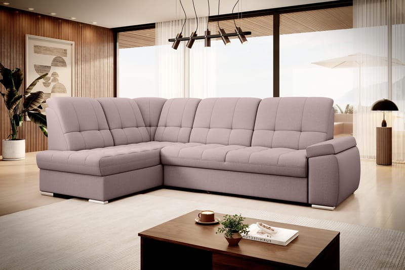 Sachary Bäddsoffa m. Schäslong 3-sits Rosa - Möbler - Vardagsrum - Bäddsoffor