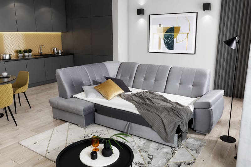 Sachary Bäddsoffa m. Schäslong 3-sits Svart - Möbler - Vardagsrum - Bäddsoffor