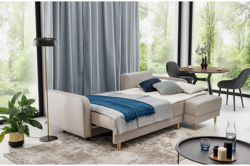 Saimon Bäddsoffa m. Divan med Förvaring 3-sits - Beige - Möbler - Vardagsrum - Bäddsoffor