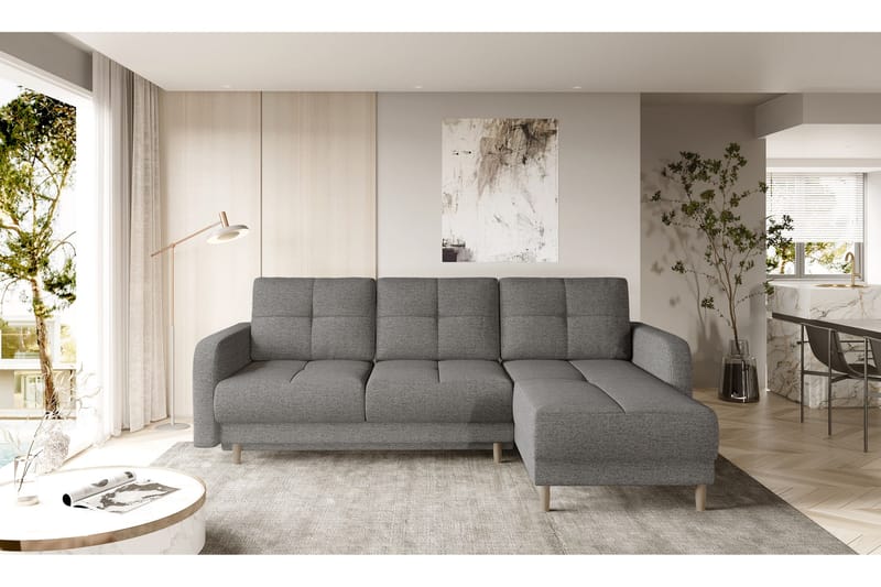 Saimon Bäddsoffa m. Divan med Förvaring 3-sits - Grå - Möbler - Vardagsrum - Bäddsoffor