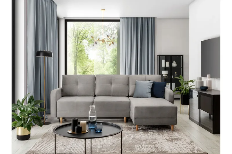 Saimon Bäddsoffa m. Divan med Förvaring 3-sits - Grå - Möbler - Vardagsrum - Bäddsoffor