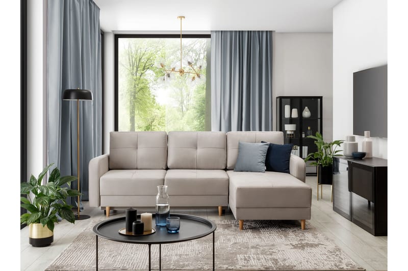 Saimon Bäddsoffa m. Divan med Förvaring 3-sits - Grå - Möbler - Vardagsrum - Bäddsoffor