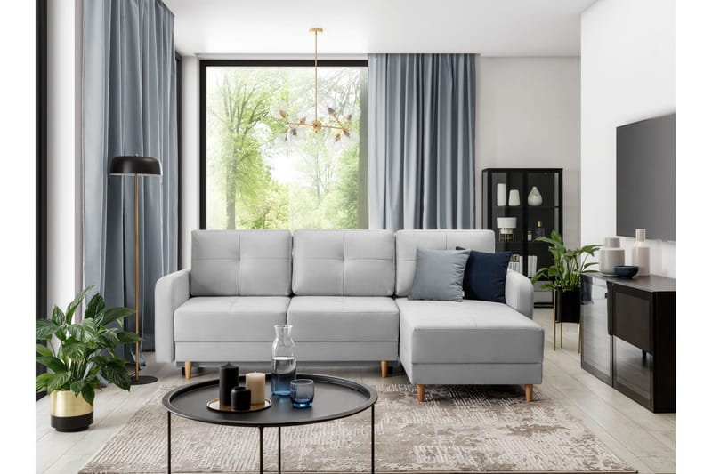 Saimon Bäddsoffa m. Divan med Förvaring 3-sits - Grå - Möbler - Vardagsrum - Bäddsoffor