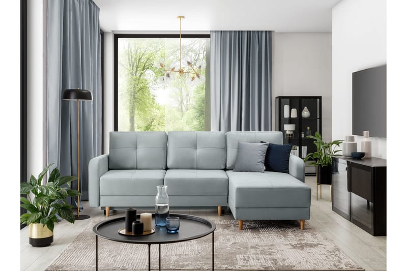 Saimon Bäddsoffa m. Divan med Förvaring 3-sits - Grå - Möbler - Vardagsrum - Bäddsoffor