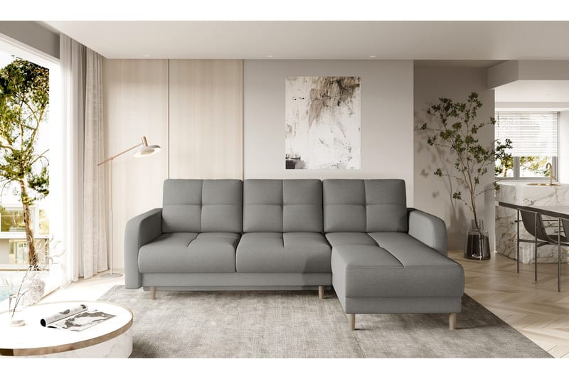 Saimon Bäddsoffa m. Divan med Förvaring 3-sits - Grå - Möbler - Vardagsrum - Bäddsoffor