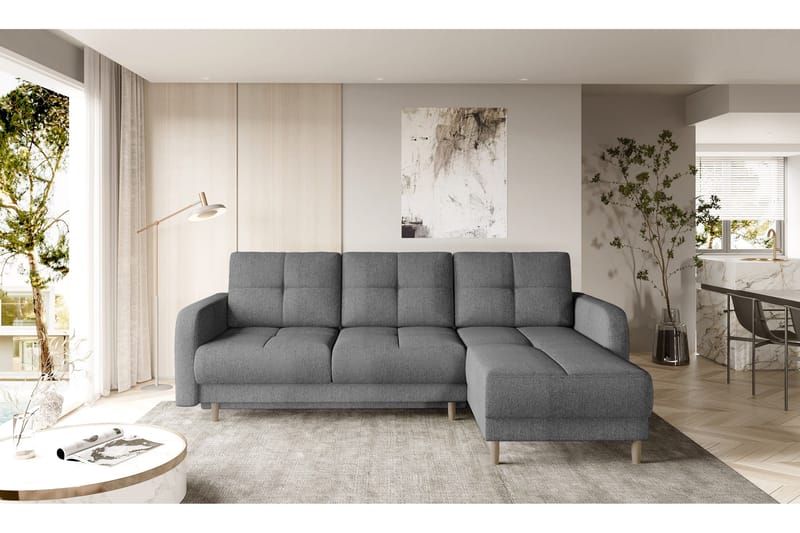 Saimon Bäddsoffa m. Divan med Förvaring 3-sits - Grå - Möbler - Vardagsrum - Bäddsoffor