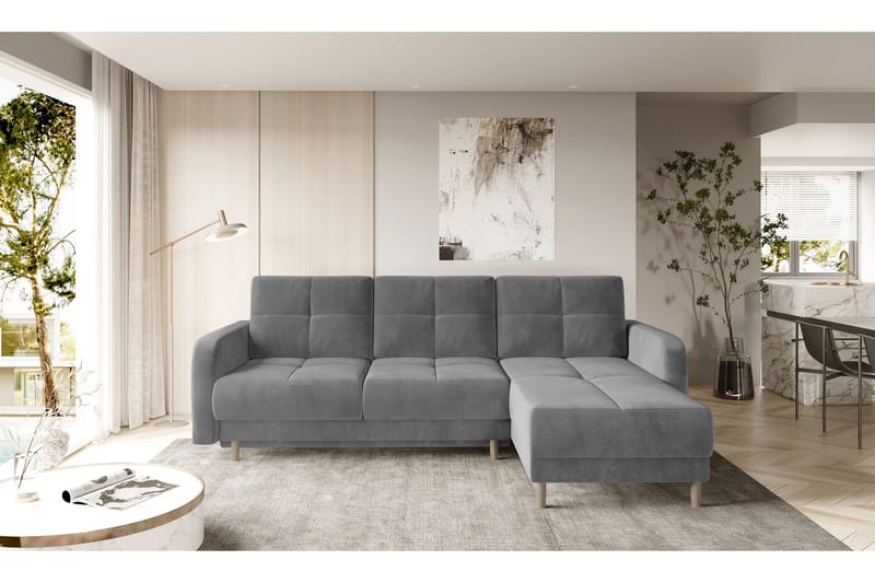 Saimon Bäddsoffa m. Divan med Förvaring 3-sits - Grå - Möbler - Vardagsrum - Bäddsoffor