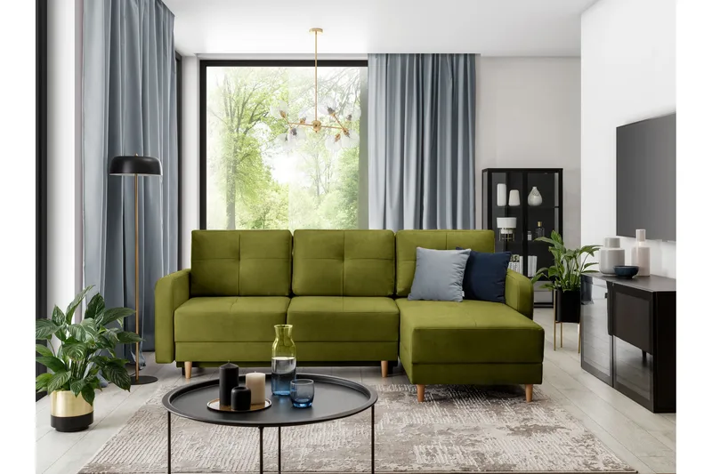 Saimon Bäddsoffa m. Divan med Förvaring 3-sits - Grön - Möbler - Vardagsrum - Bäddsoffor