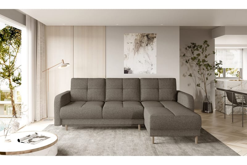 Saimon Bäddsoffa m. Divan med Förvaring 3-sits - Mörkbeige - Möbler - Vardagsrum - Bäddsoffor