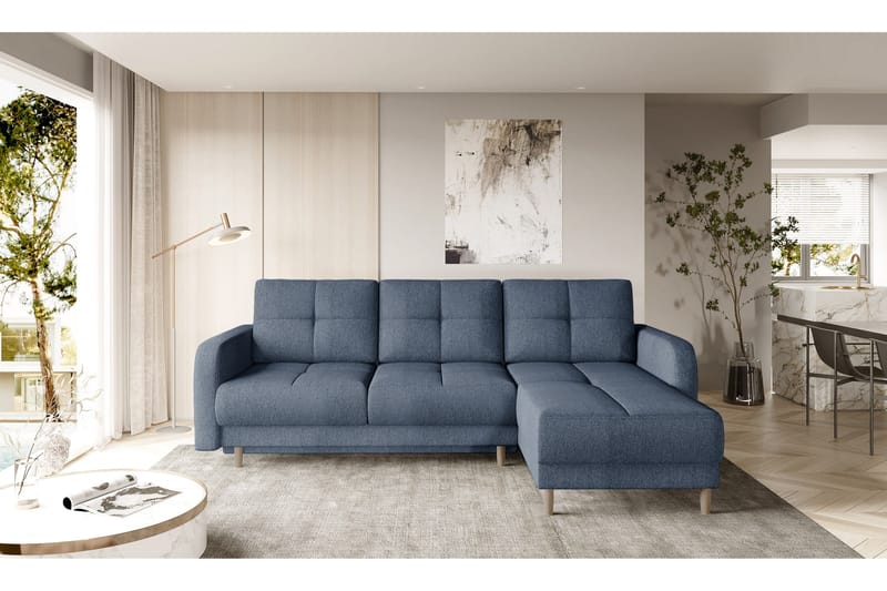 Saimon Bäddsoffa m. Divan med Förvaring 3-sits - Mörkblå - Möbler - Vardagsrum - Bäddsoffor