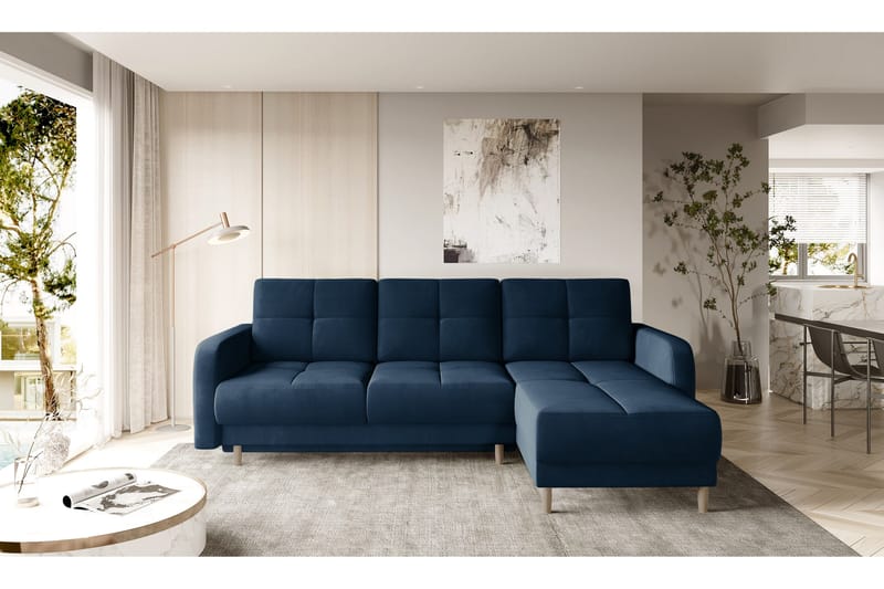 Saimon Bäddsoffa m. Divan med Förvaring 3-sits - Mörkblå - Möbler - Vardagsrum - Bäddsoffor