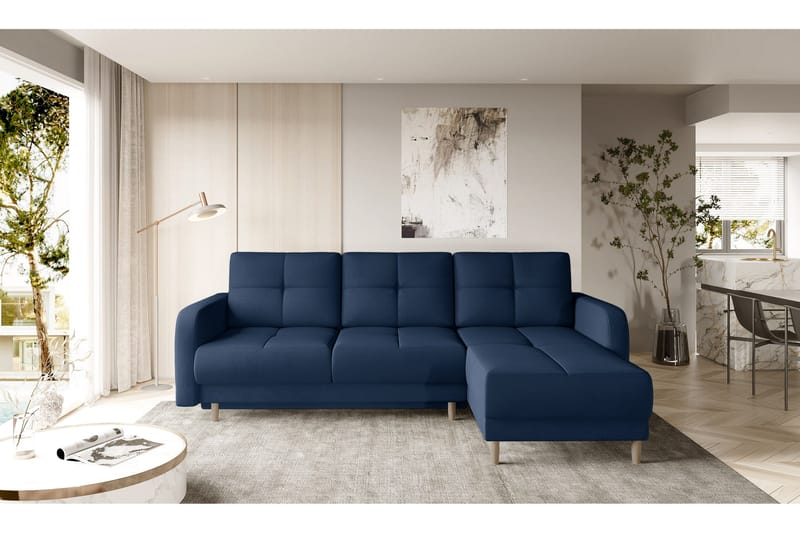 Saimon Bäddsoffa m. Divan med Förvaring 3-sits - Mörkblå - Möbler - Vardagsrum - Bäddsoffor