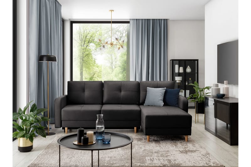 Saimon Bäddsoffa m. Divan med Förvaring 3-sits - Mörkgrå - Möbler - Vardagsrum - Bäddsoffor