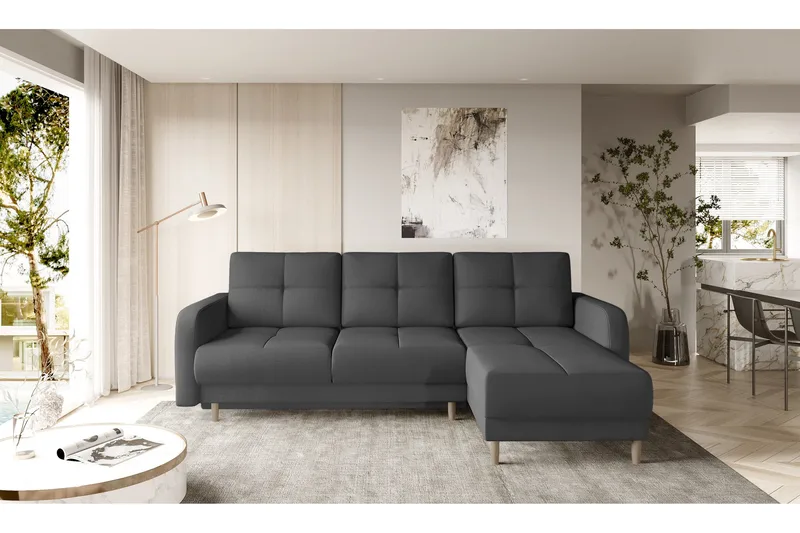 Saimon Bäddsoffa m. Divan med Förvaring 3-sits - Mörkgrå - Möbler - Vardagsrum - Bäddsoffor