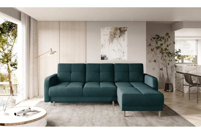 Saimon Bäddsoffa m. Divan med Förvaring 3-sits - Mörkgrön - Möbler - Vardagsrum - Bäddsoffor