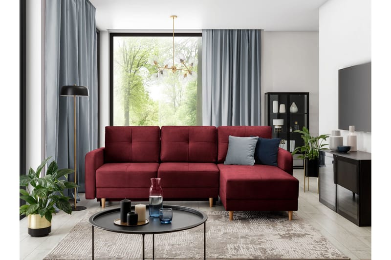 Saimon Bäddsoffa m. Divan med Förvaring 3-sits - Mörklila - Möbler - Vardagsrum - Bäddsoffor