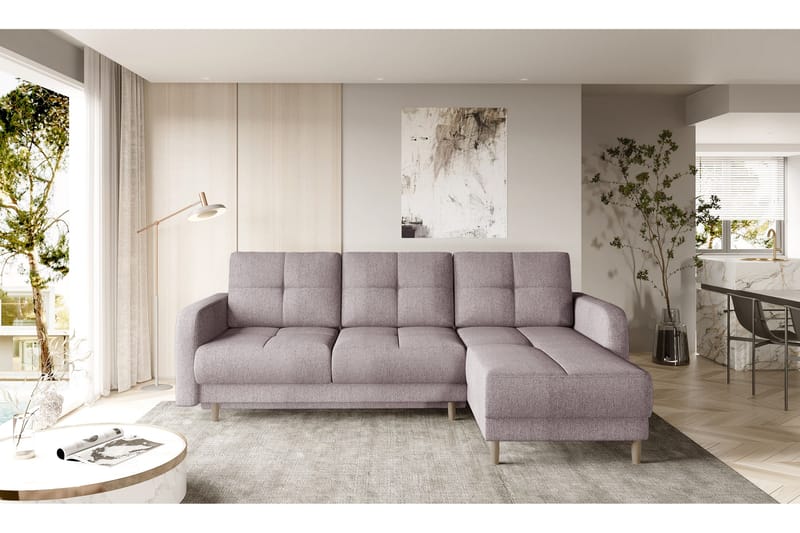 Saimon Bäddsoffa m. Divan med Förvaring 3-sits - Rosa - Möbler - Vardagsrum - Bäddsoffor