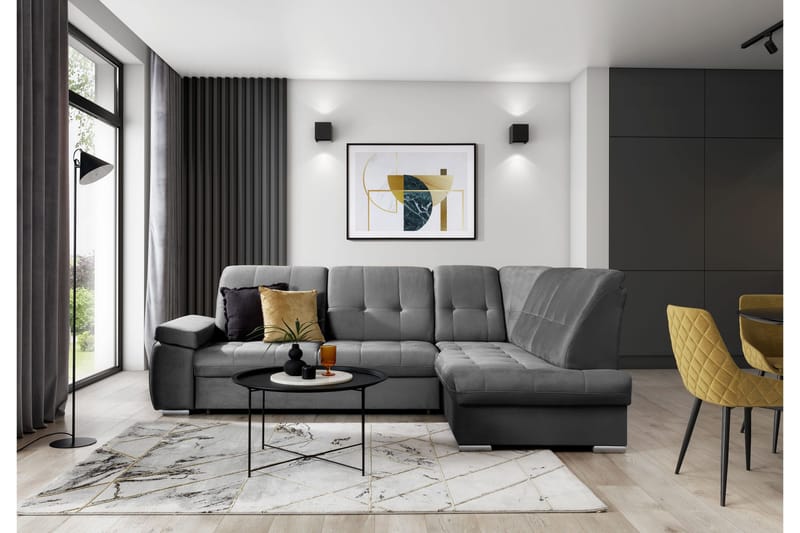 Sajana Bäddsoffa m. Schäslong 3-sits, Grå