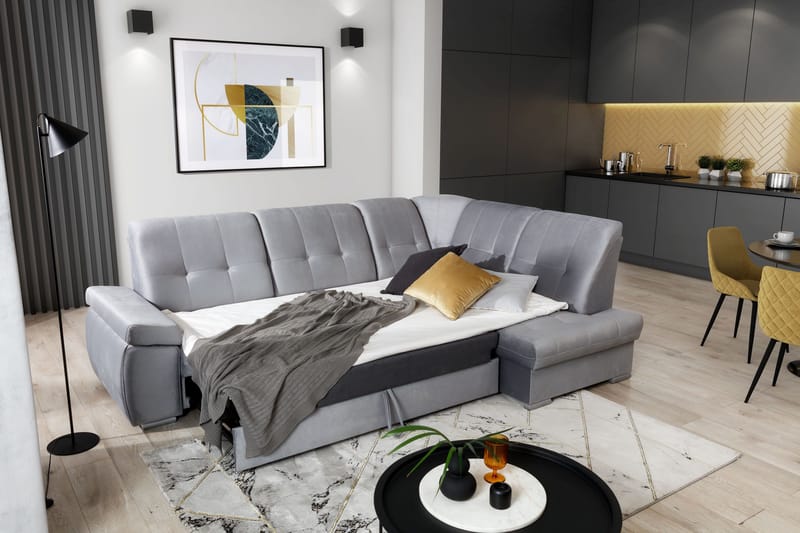 Sajana Bäddsoffa m. Schäslong 3-sits - Grön - Möbler - Vardagsrum - Bäddsoffor