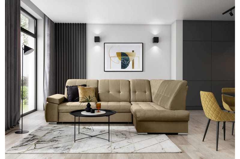 Sajana Bäddsoffa m. Schäslong 3-sits - Ljusbrun - Möbler - Vardagsrum - Bäddsoffor