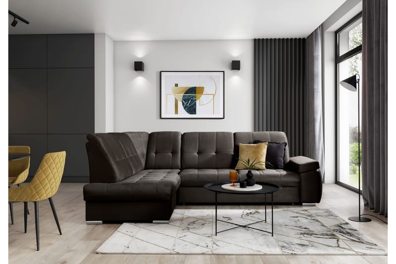 Sajana Bäddsoffa m. Schäslong 3-sits - Mörkbrun - Möbler - Vardagsrum - Bäddsoffor