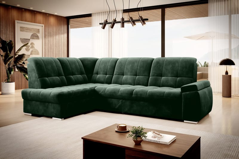 Sajana Bäddsoffa m. Schäslong 3-sits - Mörkgrön - Möbler - Vardagsrum - Bäddsoffor