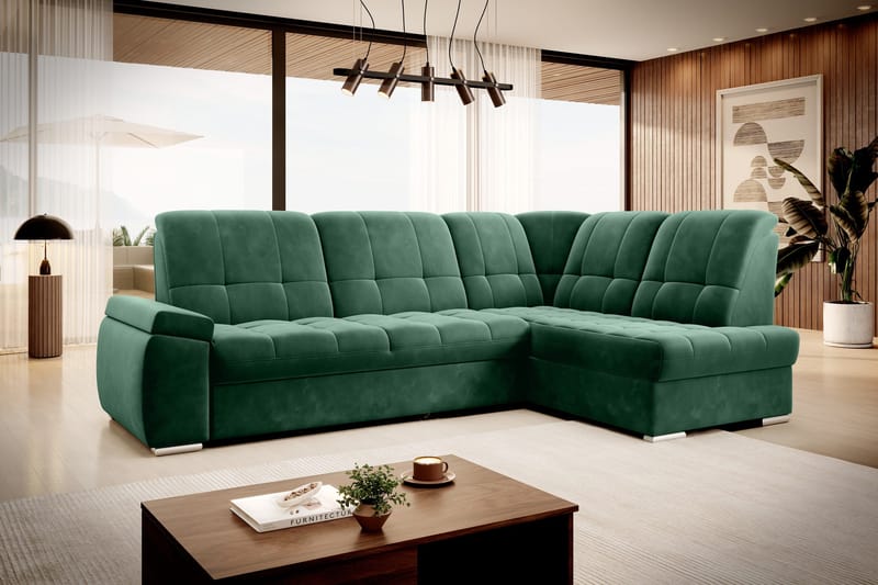 Sajana Bäddsoffa m. Schäslong 3-sits - Mörkgrön - Möbler - Vardagsrum - Bäddsoffor