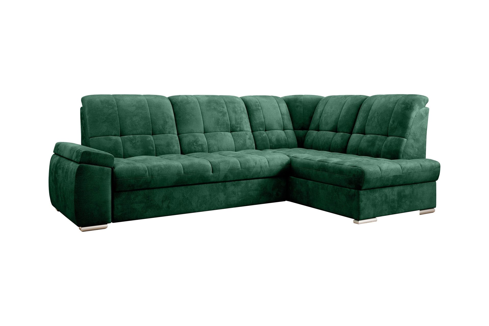 Sajana B&auml;ddsoffa m. Sch&auml;slong 3-sits - M&ouml;rkgr&ouml;n