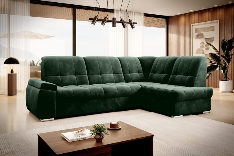 Sajana Bäddsoffa m. Schäslong 3-sits - Mörkgrön - Möbler - Vardagsrum - Bäddsoffor
