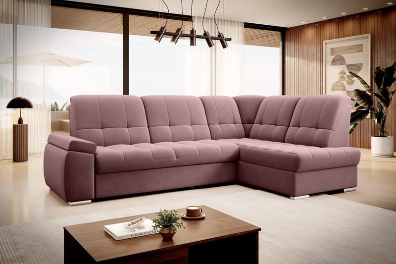 Sajana Bäddsoffa m. Schäslong 3-sits - Rosa - Möbler - Vardagsrum - Bäddsoffor