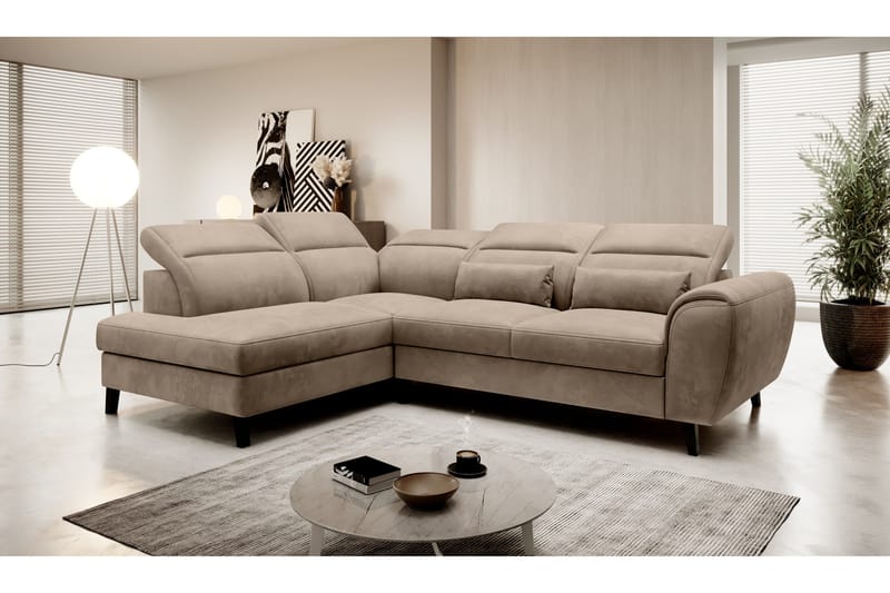 Sajda Bäddsoffa m. Schäslong 3-sits - Ljusbrun - Möbler - Vardagsrum - Bäddsoffor