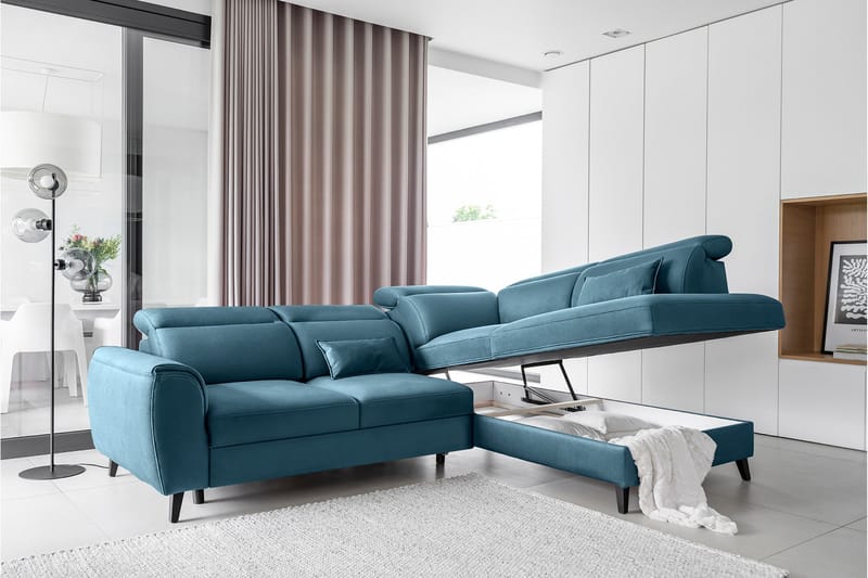 Sajda Bäddsoffa m. Schäslong 3-sits - Mörkblå - Möbler - Vardagsrum - Bäddsoffor