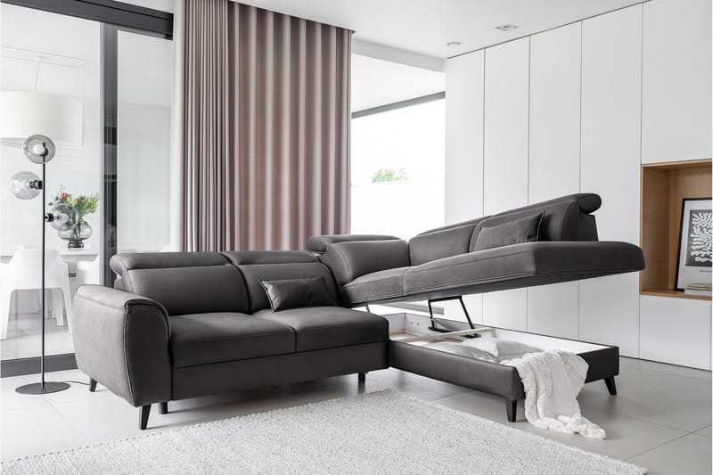 Sajda Bäddsoffa m. Schäslong 3-sits - Mörkgrå - Möbler - Vardagsrum - Bäddsoffor