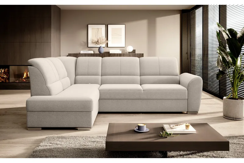 Sajmon Bäddsoffa m. Schäslong 3-sits - Beige - Möbler - Vardagsrum - Bäddsoffor